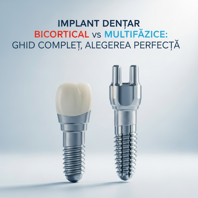 Illustration of Implant Dentar Bicortical vs Multifazice: Ghid Complet, Alegerea Perfectă